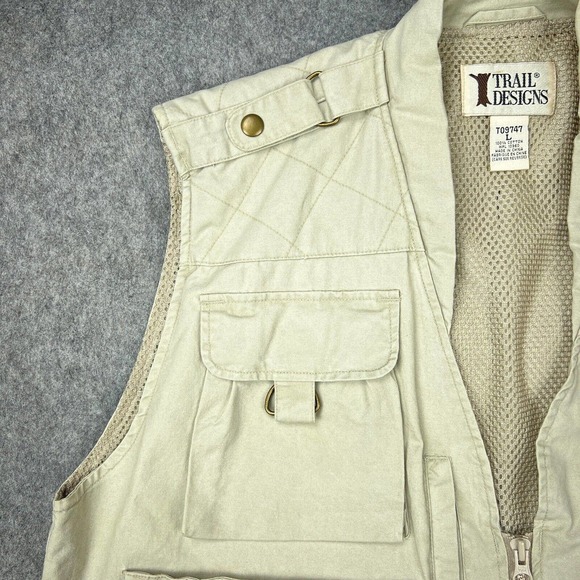 VTG Trail Designs Vest Mens Large Tan Khaki Fishing Hunting Outdoors Pockets‎ - Picture 4 of 16